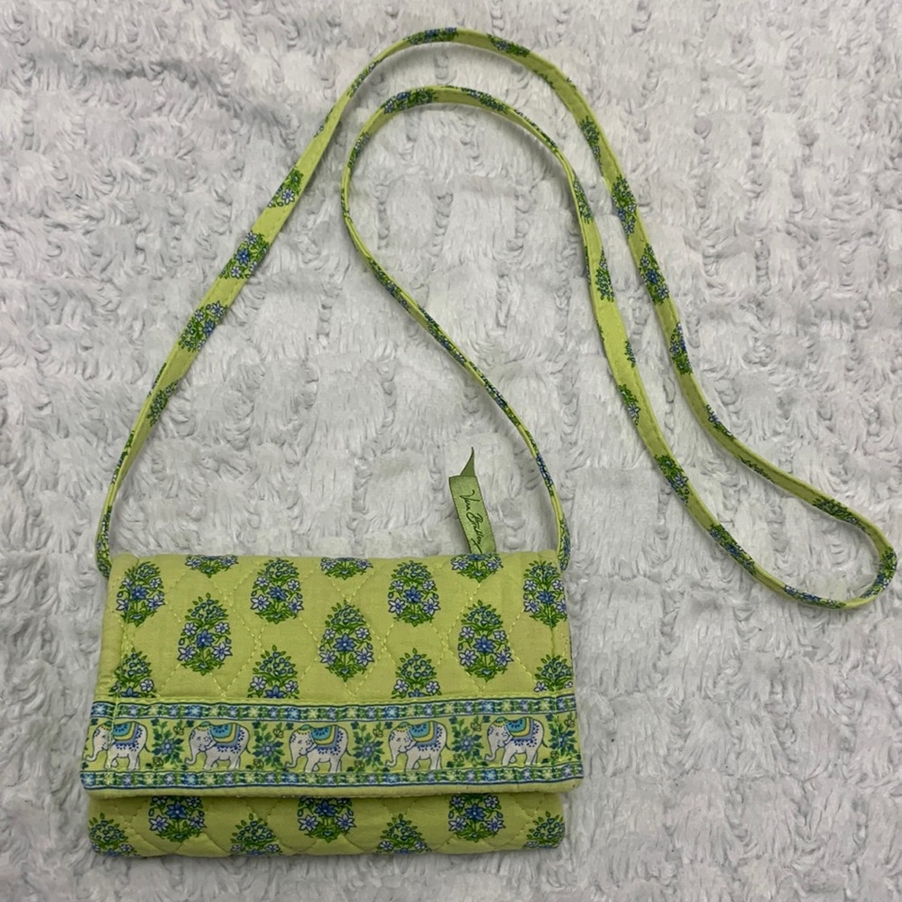 Vera Bradley wallet Crossbody Ret Citrus Lime green/yellow blue good used🍋💙🐘